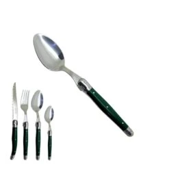 Laguiole Petite Cuillère Vert Tropical Artisanale "je Crée Ma Table", Made In France