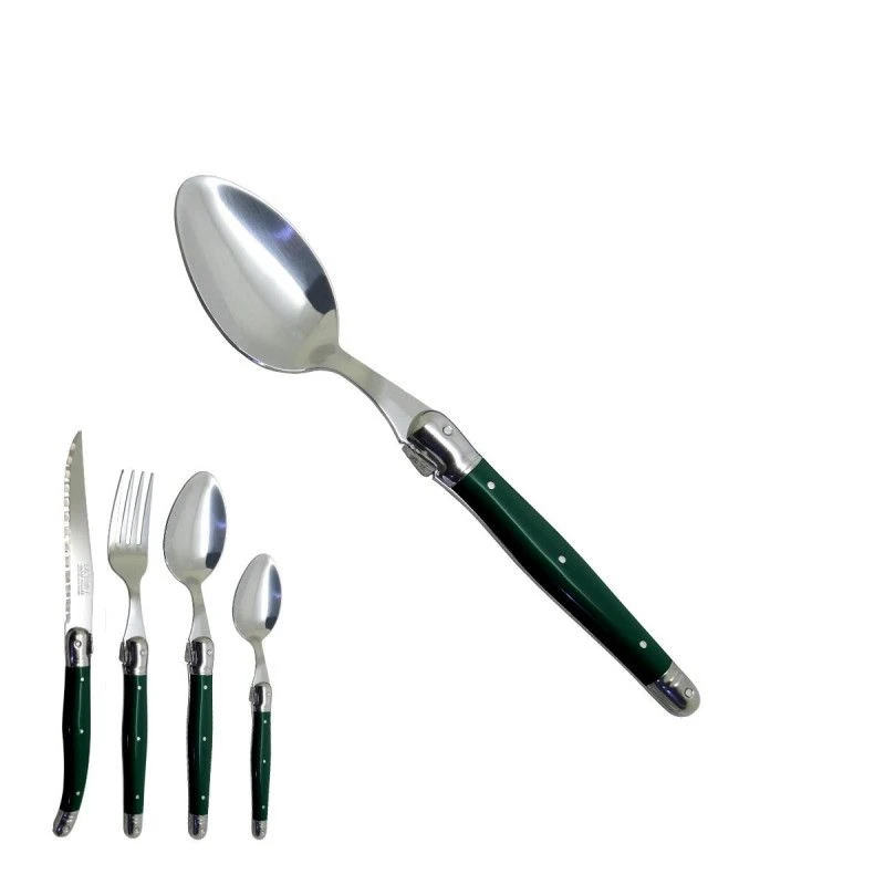 Laguiole Petite Cuillère Vert Tropical Artisanale "je Crée Ma Table", Made In France 1 Laguiole Petite Cuillère Vert Tropical Artisanale "je Crée Ma Table", Made In France