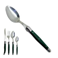 Laguiole Grande Cuillère Vert Tropical Artisanale "je Crée Ma Table", Made In France