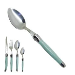 Laguiole Grande Cuillère Vert Menthe Artisanale "je Crée Ma Table", Made In France