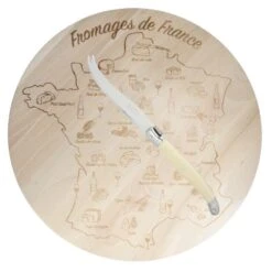 Laguiole Plateau à Fromage Carte De France, Avec Couteau, ABS Ton Ivoire