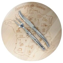 Laguiole Plateau à Fromage Carte De France, Avec Couteau Et Fourchette, Inox