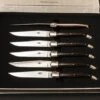 Coffret De 6 Couteaux De Table LAGUIOLE Manches En Frêne Densifié Lame Brillante Par Forge De Laguiole