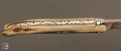 Couteau Laguiole 11 Cm Par La Forge De Laguiole - Pointe De Corne Et Lame Damas -Laguiole Soldes Boutique Couteau Forge Laguiole Pointe corne damas 5 zoom