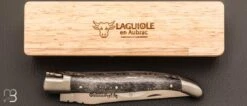 Couteau Laguiole En Aubrac Erable Ondé Noir Brossé - Acier 12c27 Mat -Laguiole Soldes Boutique Couteau Laguiole Aubrac Erable onde noir brosse Acier 12c27 mat 3 zoom