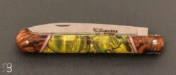 Couteau Laguiole Droit 13 Cm Par Laguiole En Aubrac - Loupe D'Aulne Et Peuplier Vert -Laguiole Soldes Boutique Couteau Laguiole Aubrac Loupe Aulne peuplier vert 3 zoom