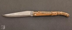 Couteau " Tulipe " Laguiole En Aubrac 12 Cm Manche En Ivoire De Mammouth Et Lame VG10 Suminagashi