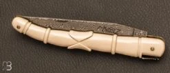 Couteau De Collection Laguiole 13 Cm Aile De Pigeon Ivoire De Mammouth Et Damas Par Virgilio Munoz -Laguiole Soldes Boutique Couteau de collection Laguiole 13 cm Aile de Pigeon ivoire de mammouth et da 3