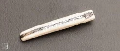 Couteau Laguiole En Aubrac Ivoire De Mammouth Blanc Slulpté, Lame Damas SGPS Suminagashi -Laguiole Soldes Boutique couteau Laguiole en Aubrac Ivoire mammouth Damas SGPS 6 zoom