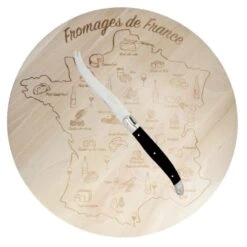 Laguiole Plateau à Fromage Carte De France, Avec Couteau ABS Noir