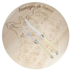 Laguiole Plateau à Fromage Carte De France, Avec Couteau Et Fourchette, Ton Ivoire
